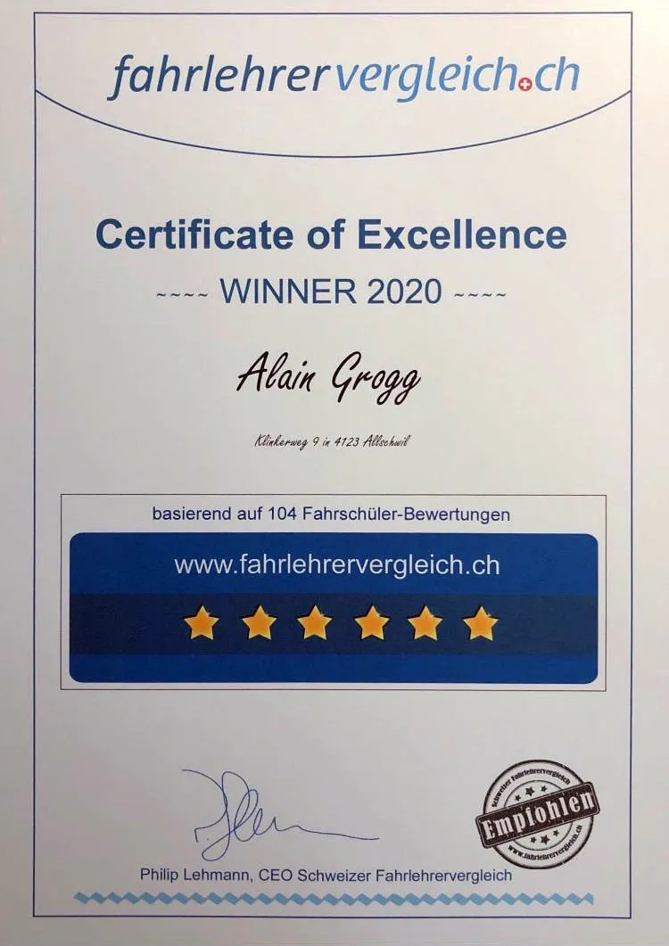 Certificate of Excellence, Winner 2020